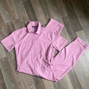 Pink Zip-Up Light Coveralls